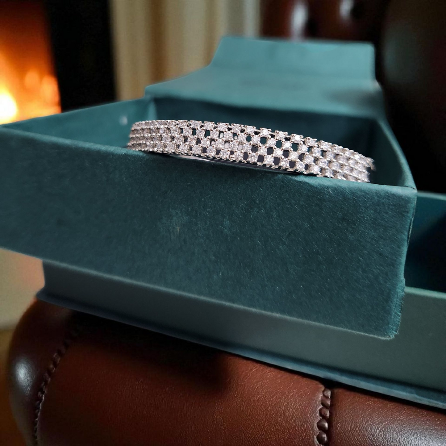 Silver-Plated Diamond Studded Bracelet