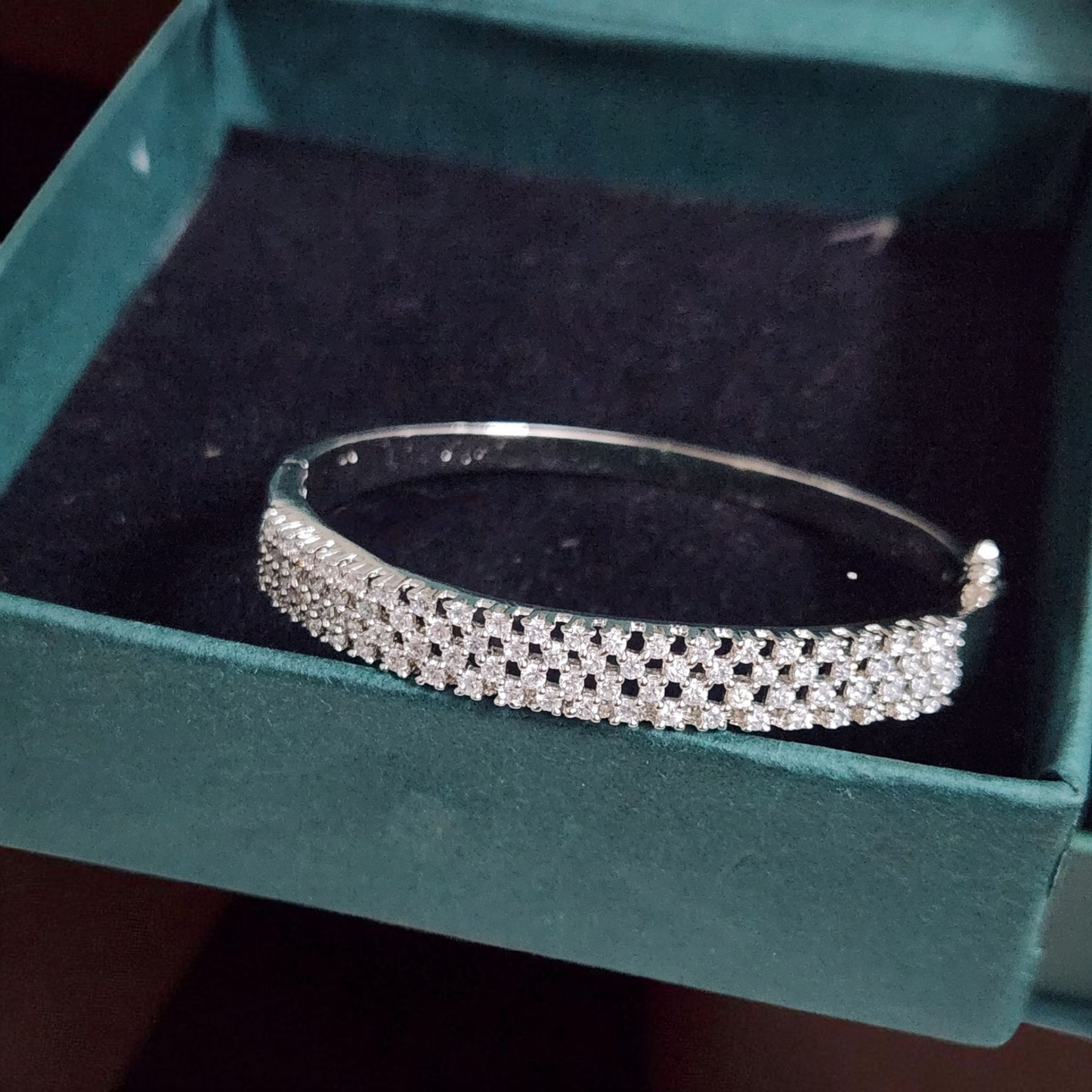 Silver-Plated Diamond Studded Bracelet
