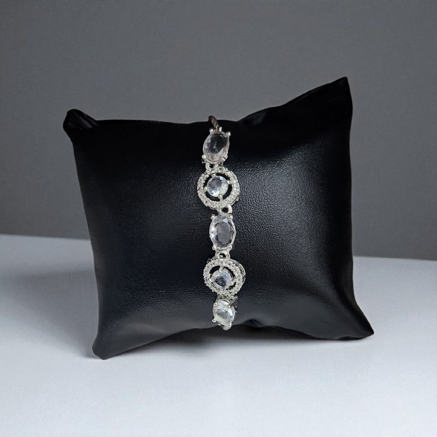 Elegant Silver Crystal AD Bracelet – Timeless Sparkle