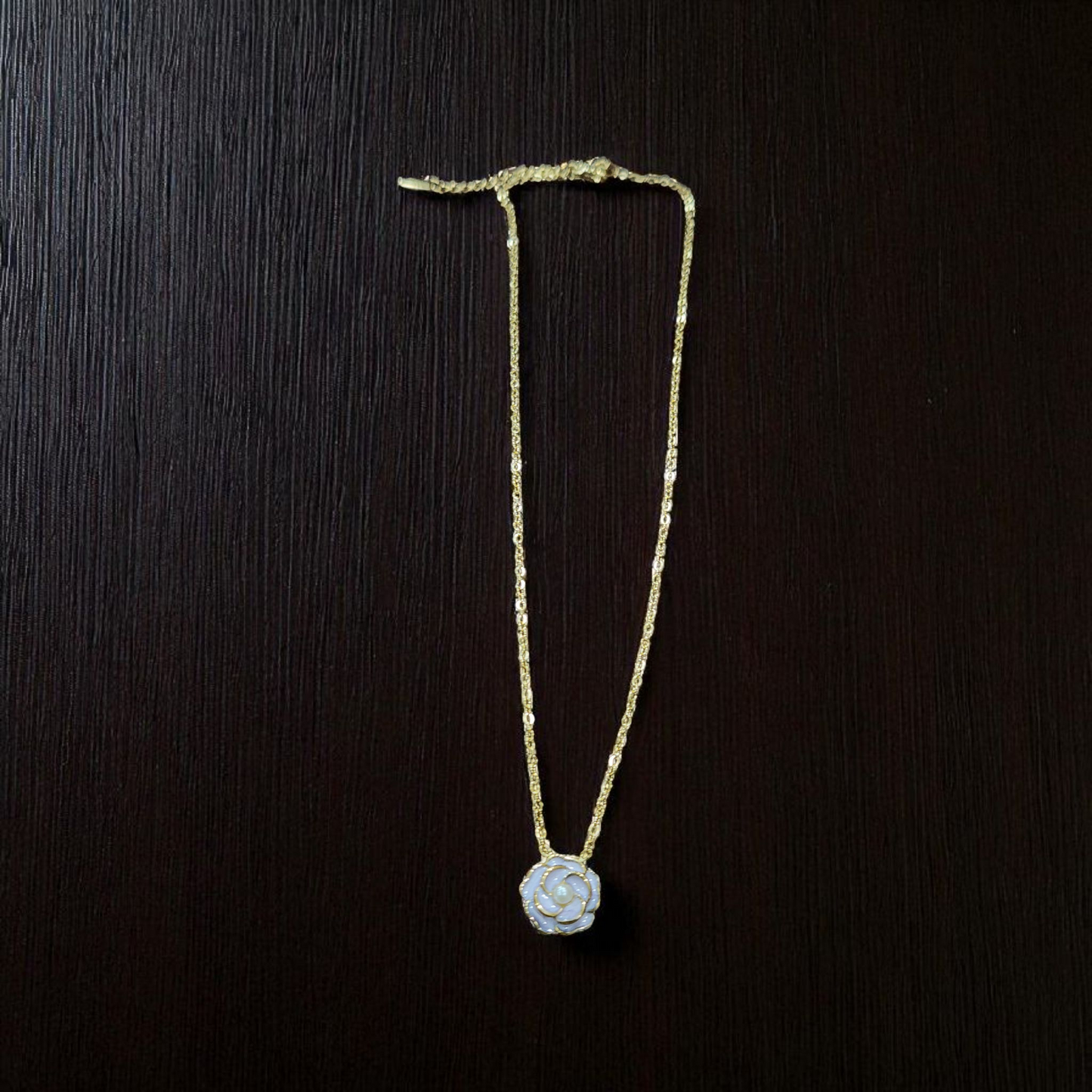 Anti Tarnish Necklace with Lavender Rose Pendant