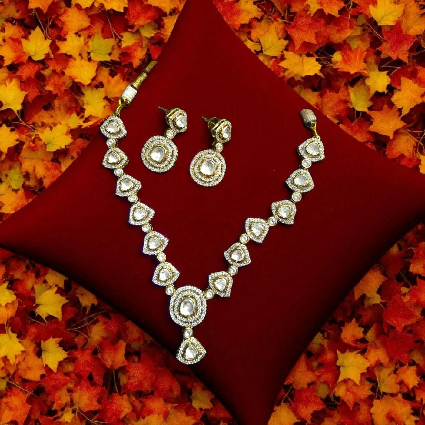 Gold-Plated Kundan Necklace Set bridal & Party Jewellary