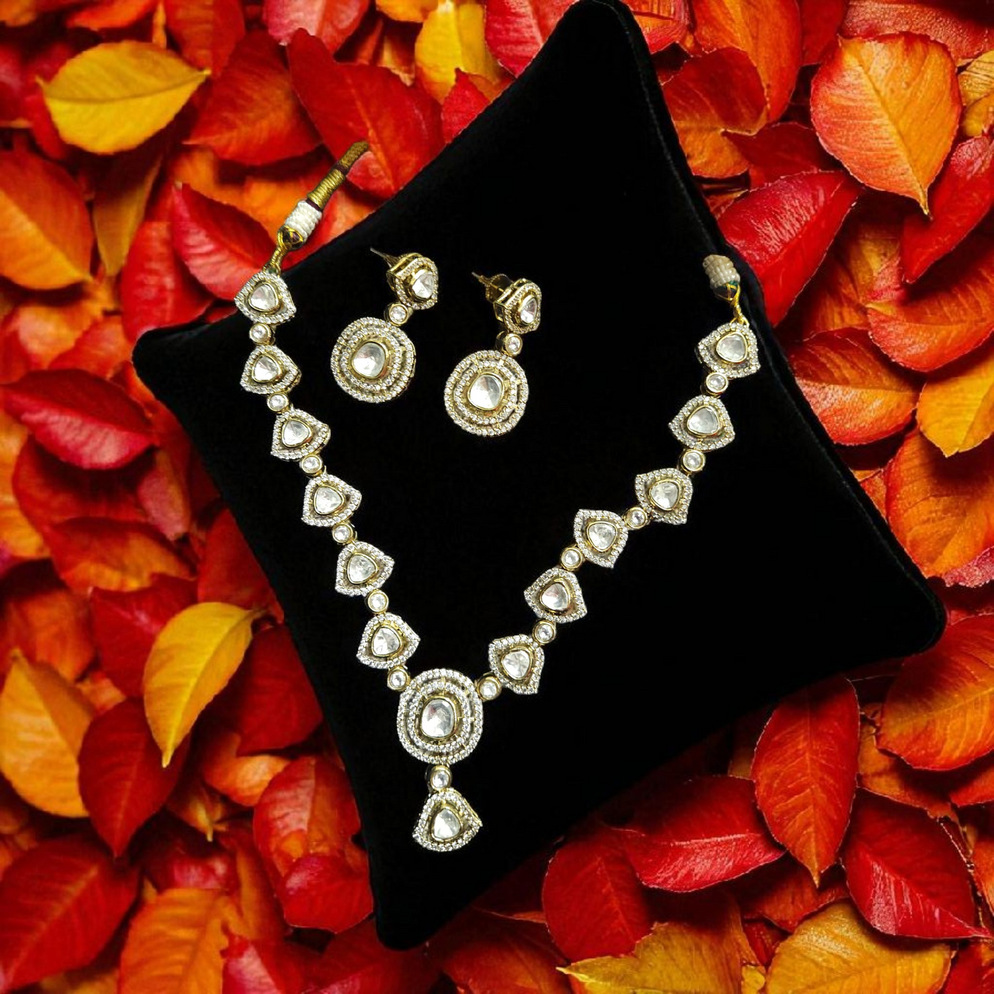 Gold-Plated Kundan Necklace Set bridal & Party Jewellary