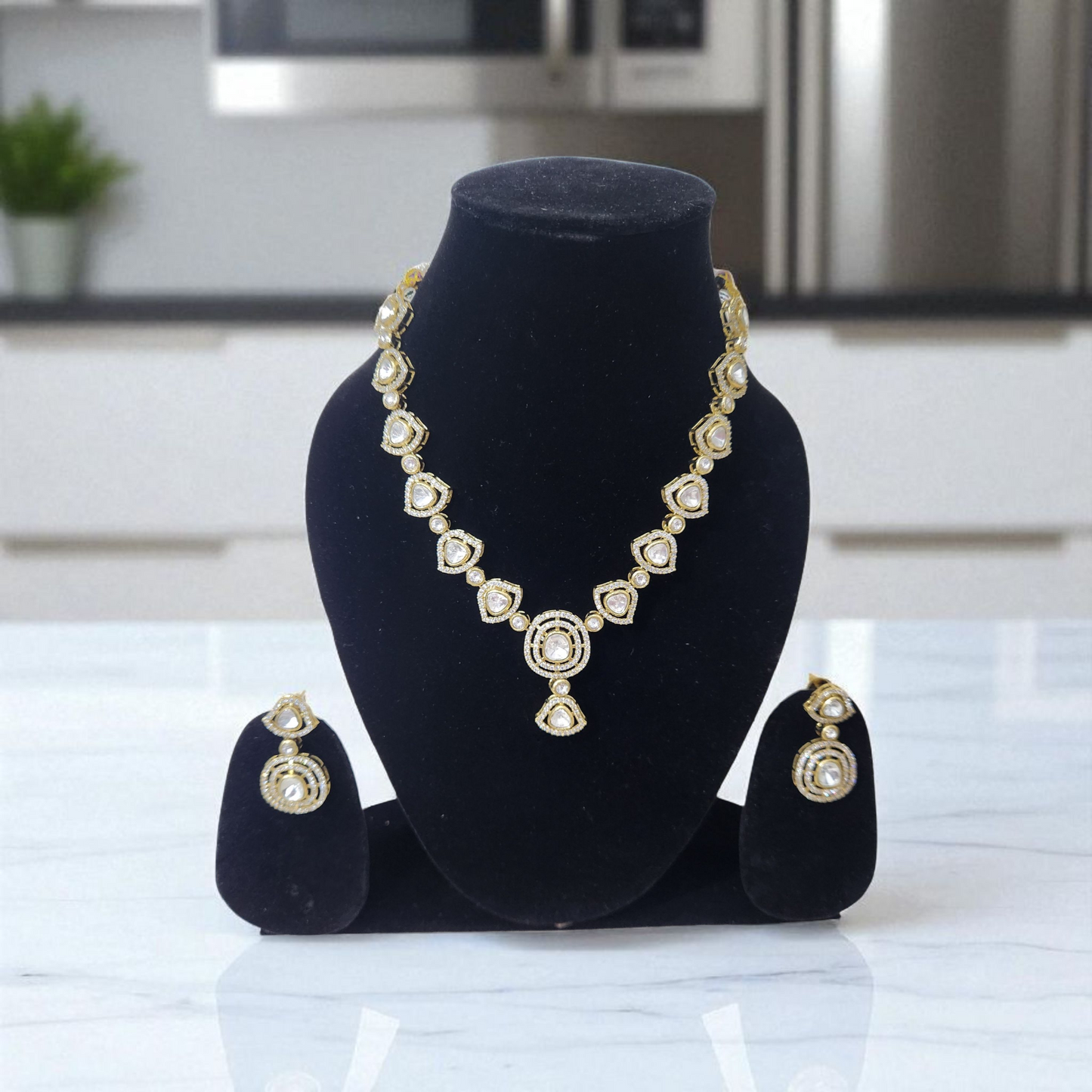 Gold-Plated Kundan Necklace Set bridal & Party Jewellary