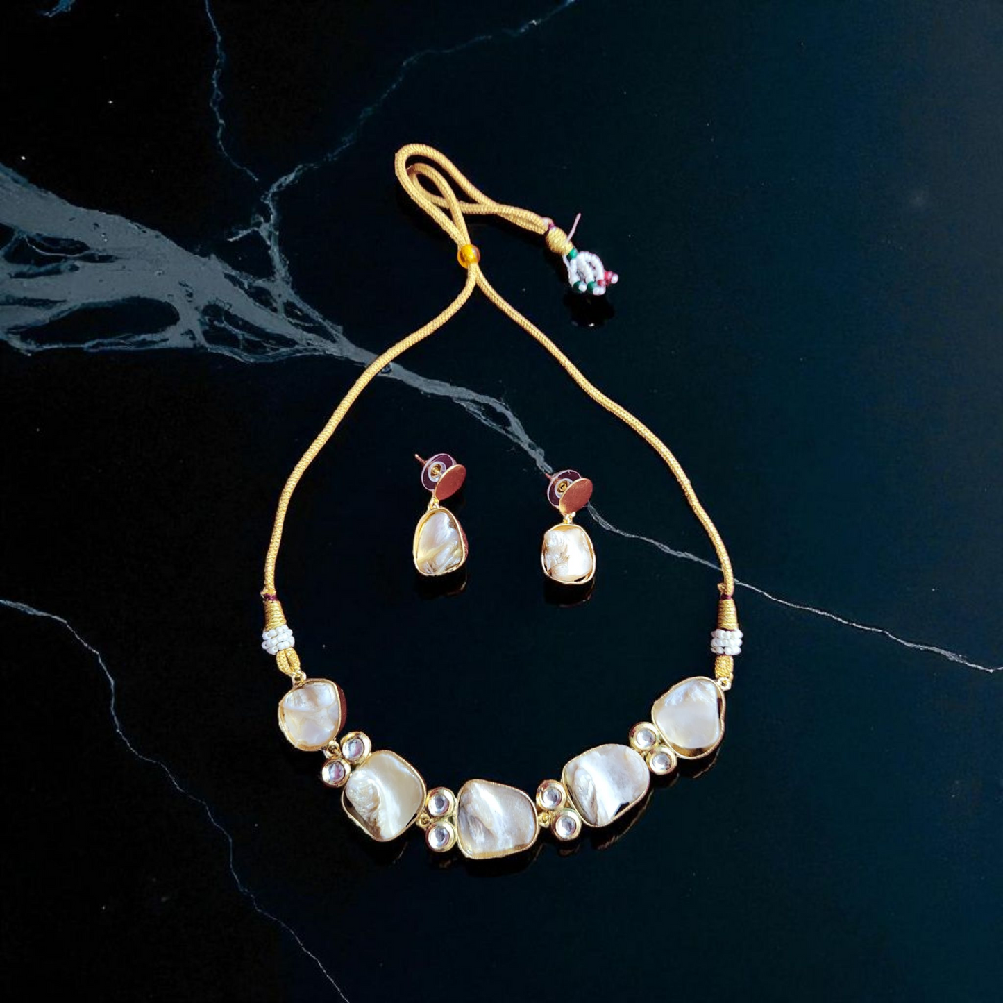 Natural uncut baroque Pearl & kundan Gold Necklace Set – Elegant Designer Jewellary