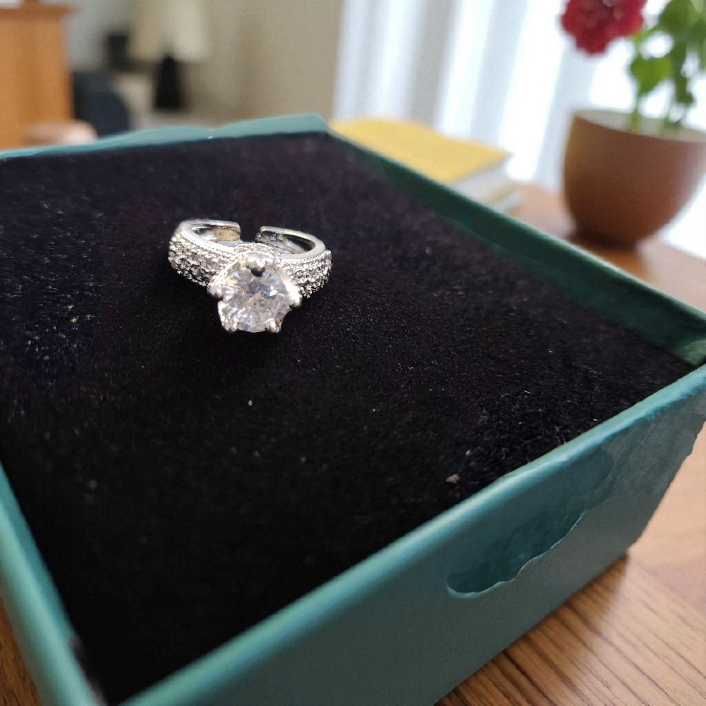 Round Solitaire AD Ring – Classic Silver Band