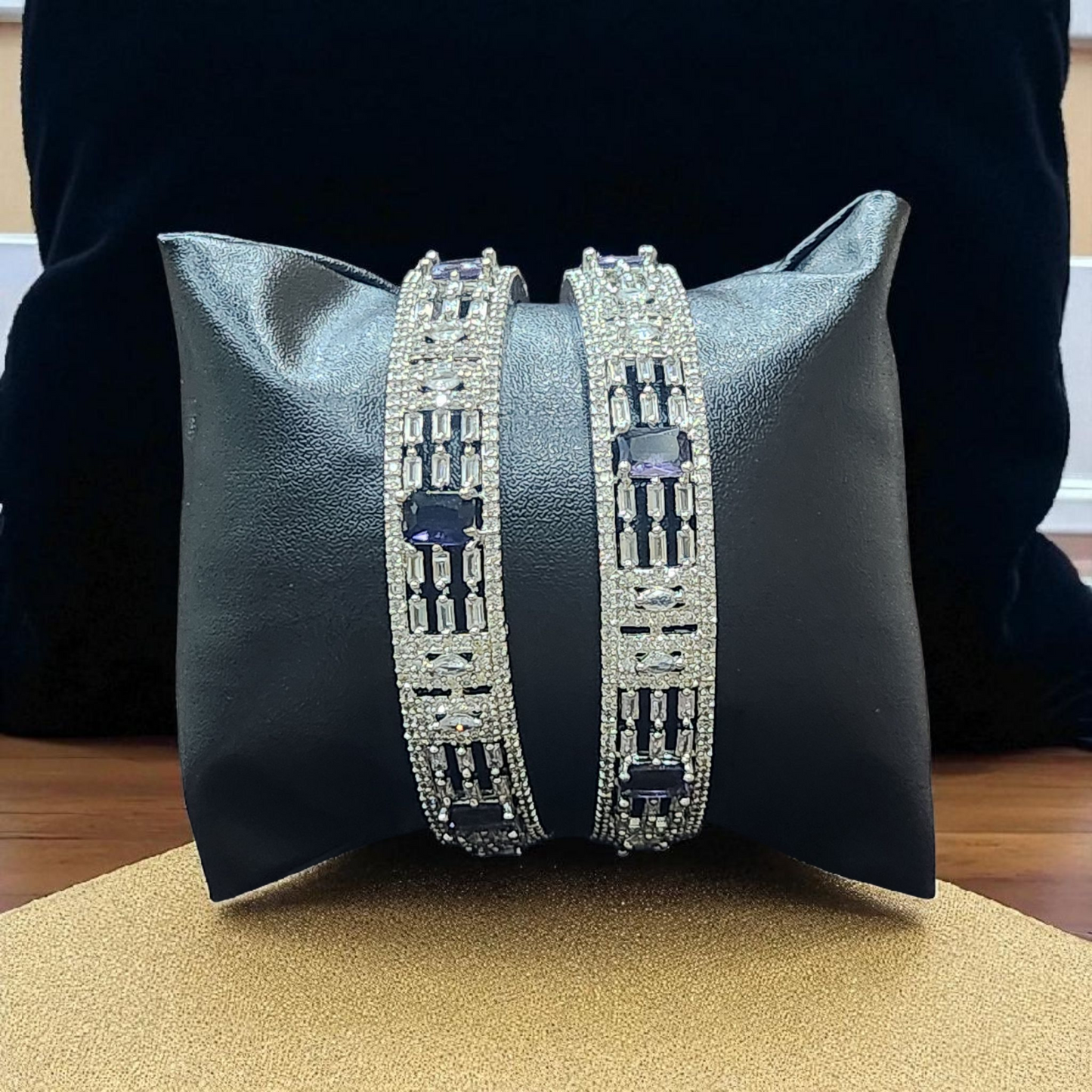Silver-Plated purple  Stone AD  Bangles – Sparkling AD  Detailing