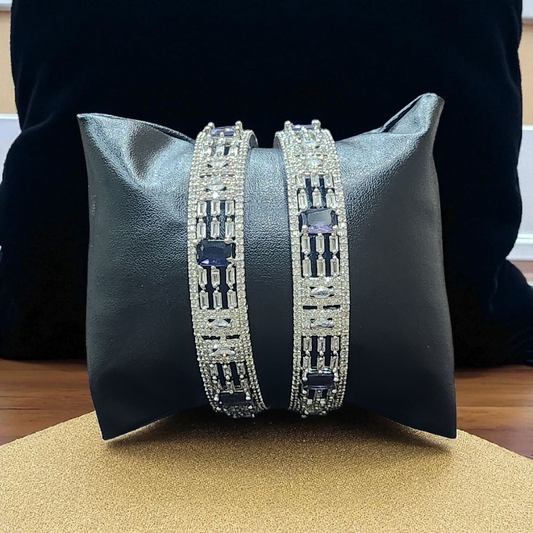 Silver-Plated purple  Stone AD  Bangles – Sparkling AD  Detailing