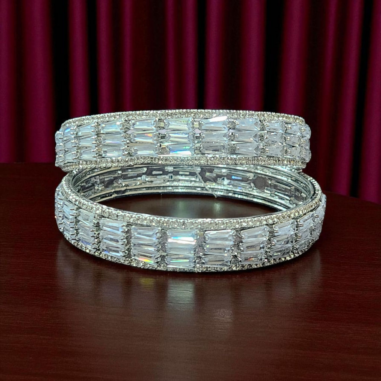 Silver Plated Baguette Zircon crystal Bangles
