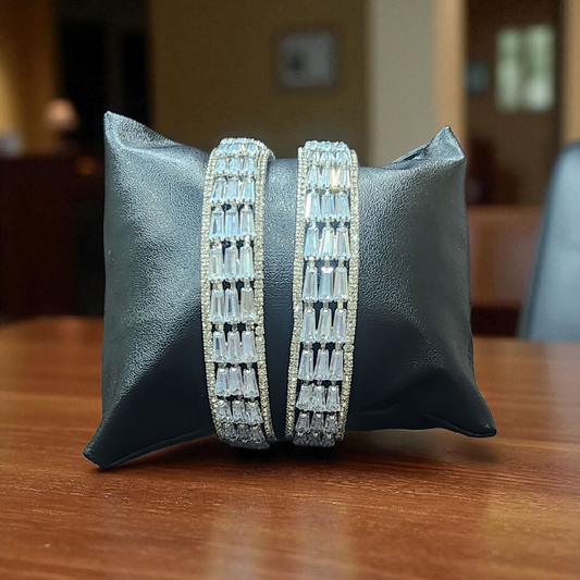 Silver Plated Baguette Zircon crystal Bangles