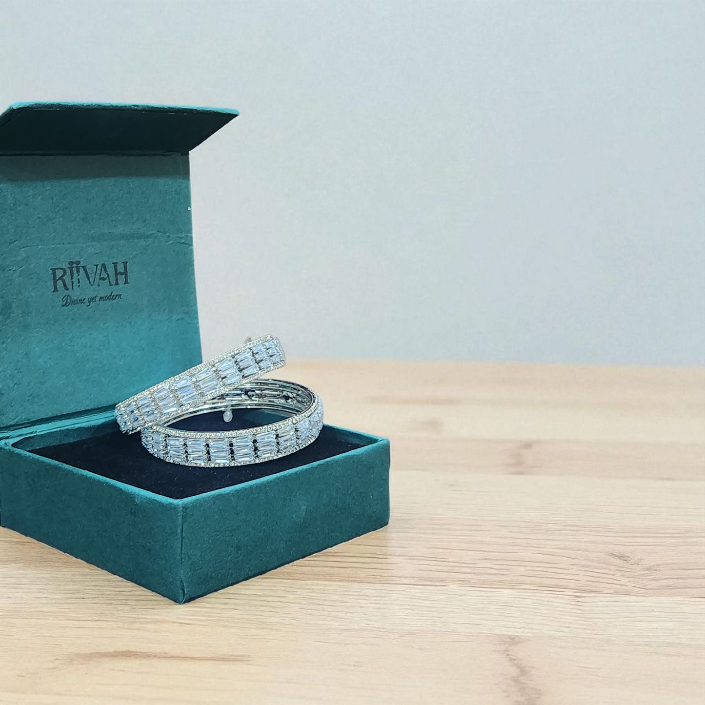 Silver Plated Baguette Zircon crystal Bangles