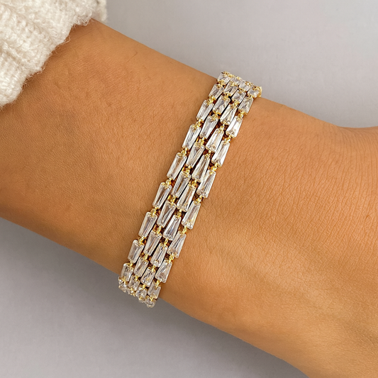 Gold Polish crystal AD  Baguette Zircon Bangles – Luxury Bridal Jewellery set of 4 bangles