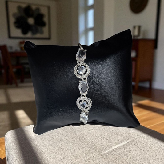 Elegant Silver Crystal AD Bracelet – Timeless Sparkle