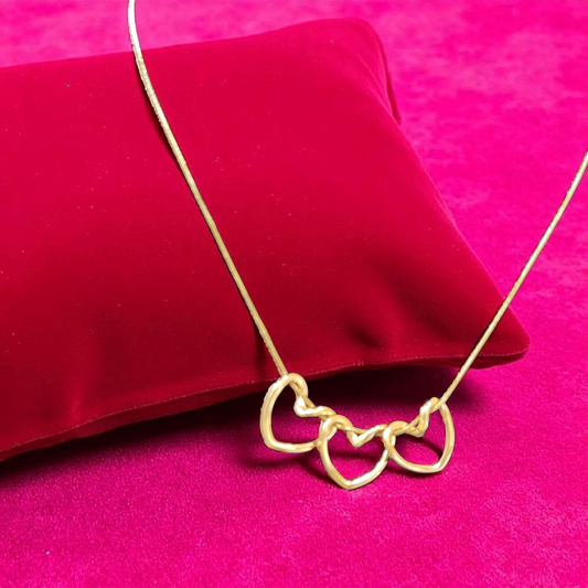 Anti Tarnish Necklace with Triple Heart Pendant