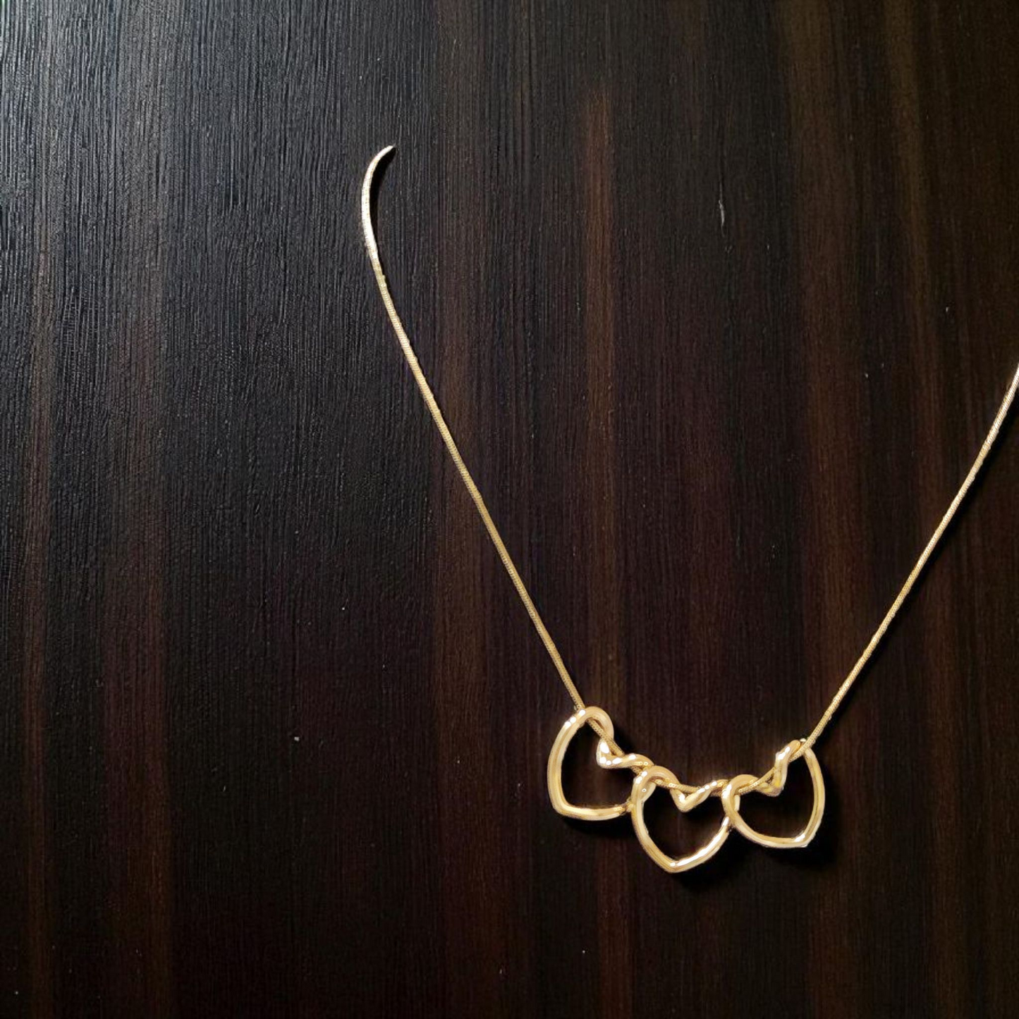 Anti Tarnish Necklace with Triple Heart Pendant