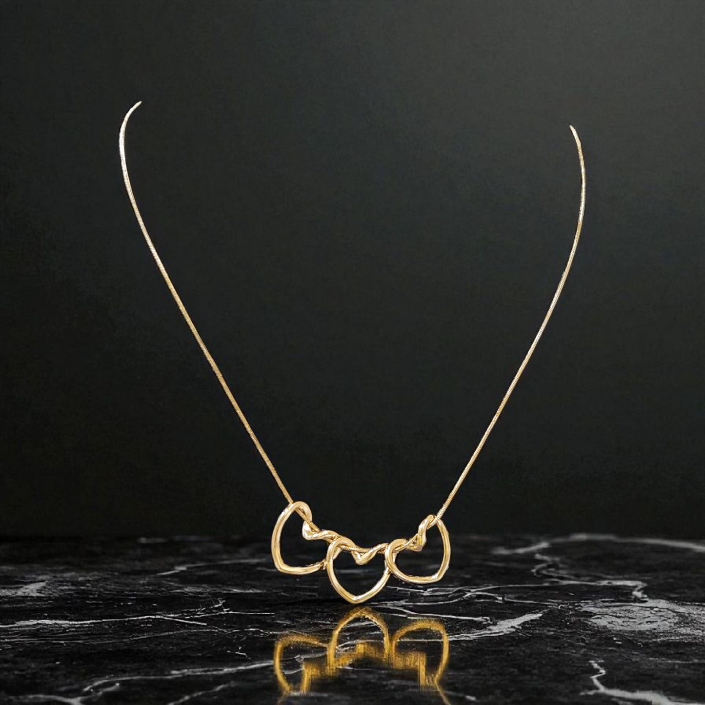 Anti Tarnish Necklace with Triple Heart Pendant