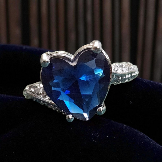 Royal Purple Sapphire Heart Ring –American AD Accent Silver Band